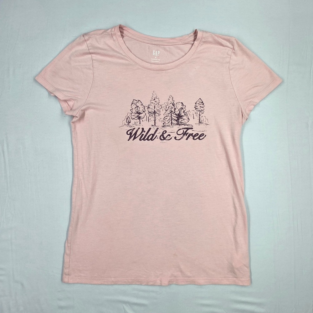 Gap Favorite Tee Pink Wild & Free Forest Graphic T-Shirt Medium 774530-01